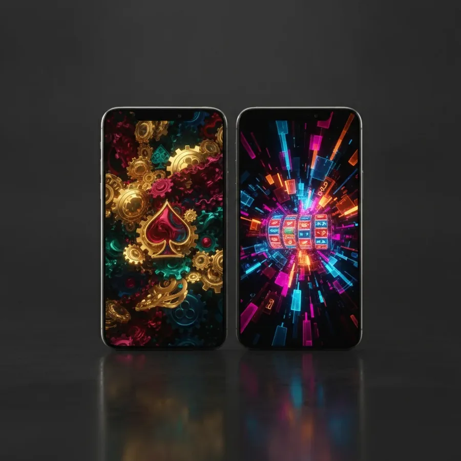 Two smartphones with colorful game graphics side by side